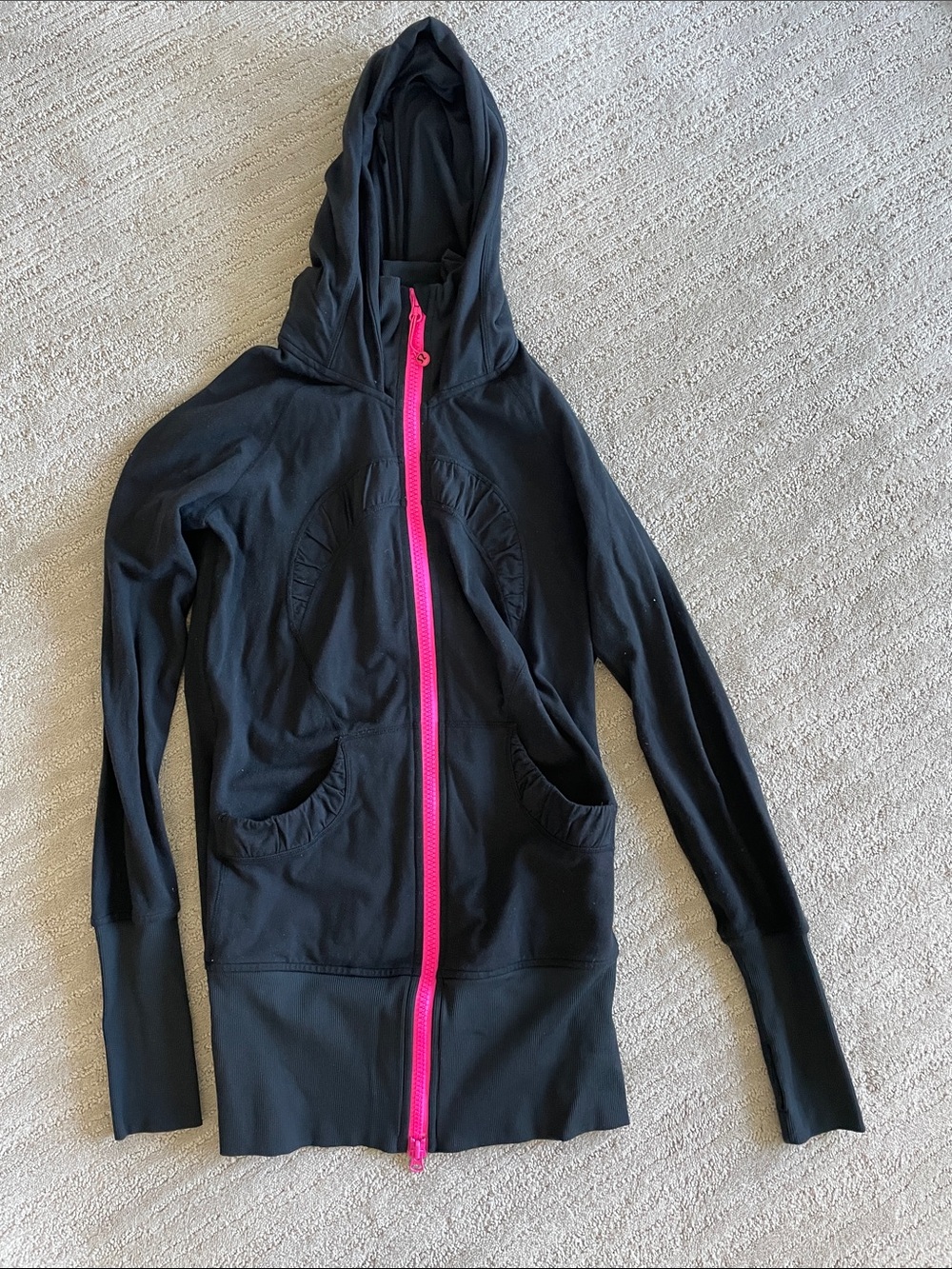 Lululemon Black Hoodie with Hot Pink Zipper